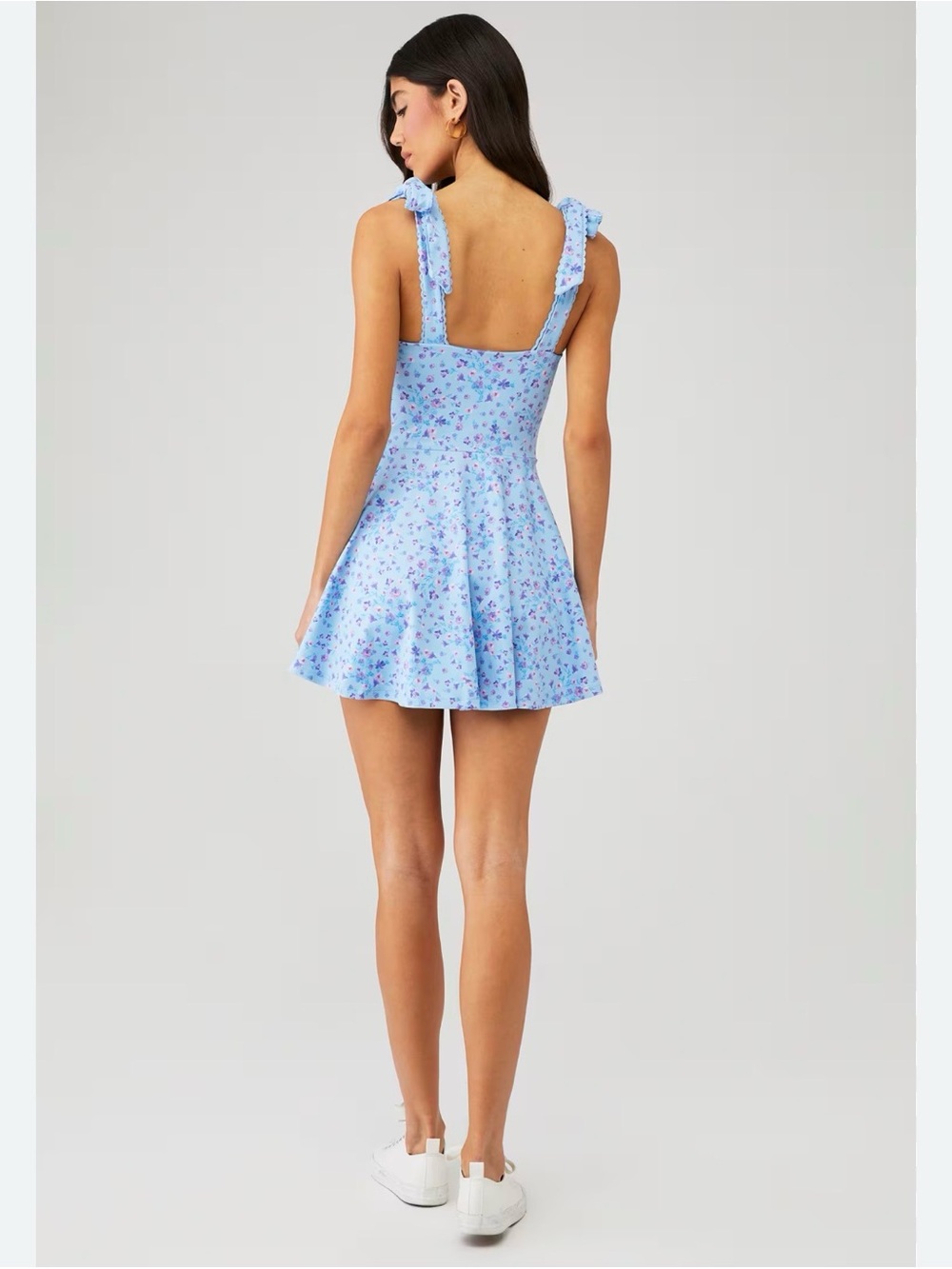 Beach Riot Pixie Light Blue Floral Tie-Shoulder Mini Dress - Picture 6 of 6